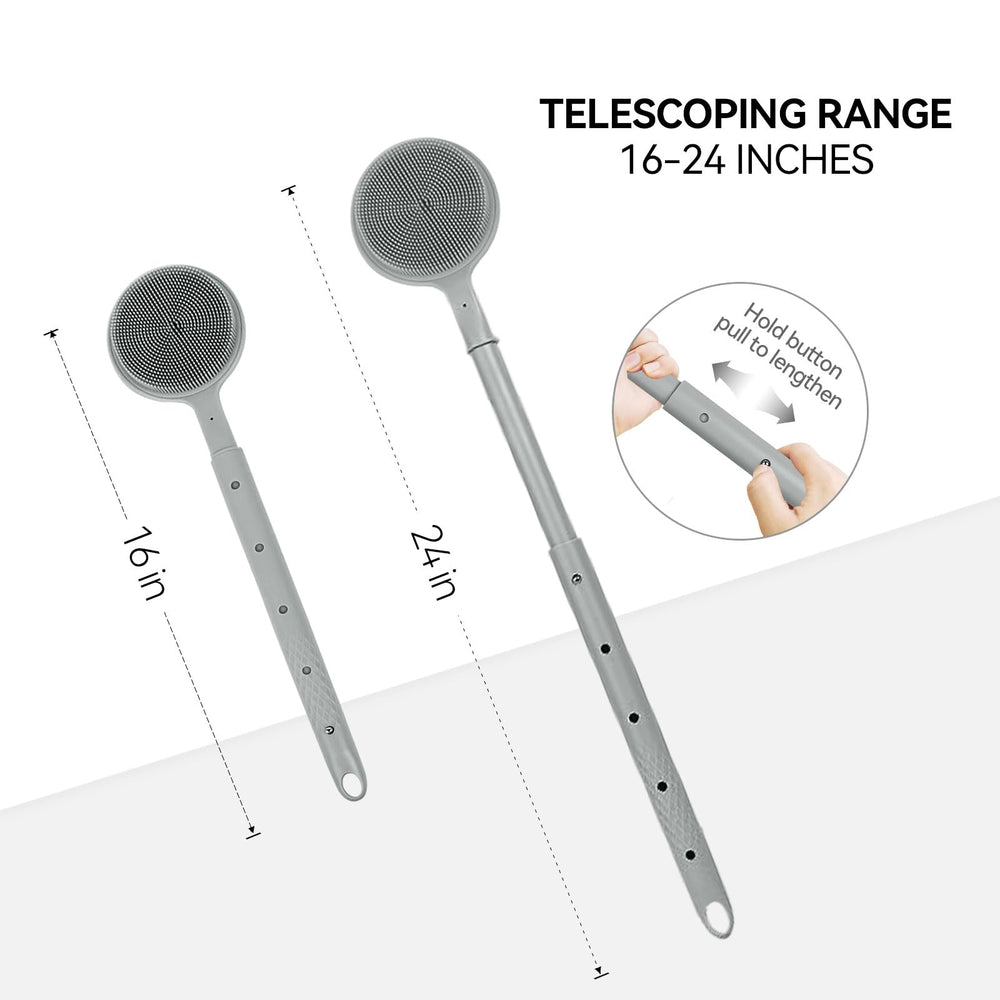 CAMENDE back scrubber with massage nodes provides soothing exfoliation and relaxation.
