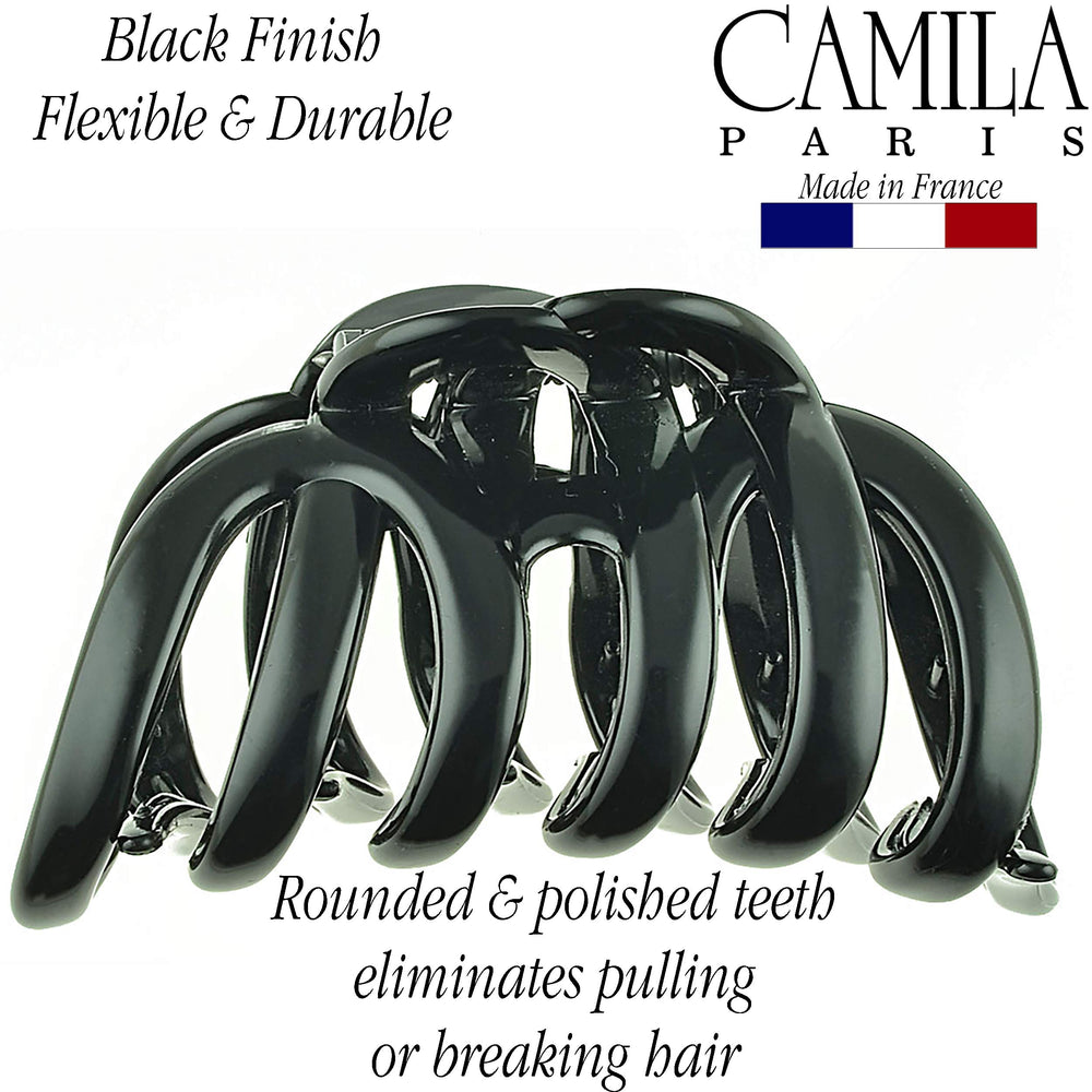 Camila Paris AD719 no-slip clip in use demonstrates steady grip on hair.
