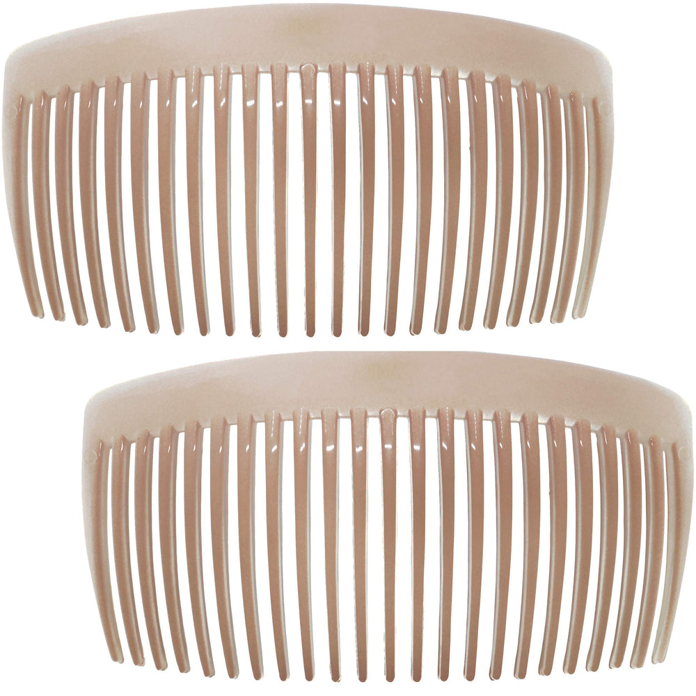 Camila Paris CP2912 large curved nude side comb closeup, secure hold for all hair types