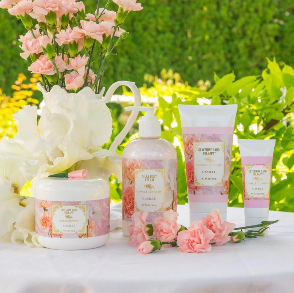 Camille Beckman Camille Scented Silky Body Cream legs-glow for smooth hydration.