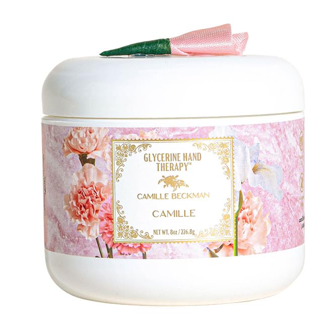 Camille Beckman glycerine hand therapy cream 8 oz jar provides lasting moisture for dry hands
