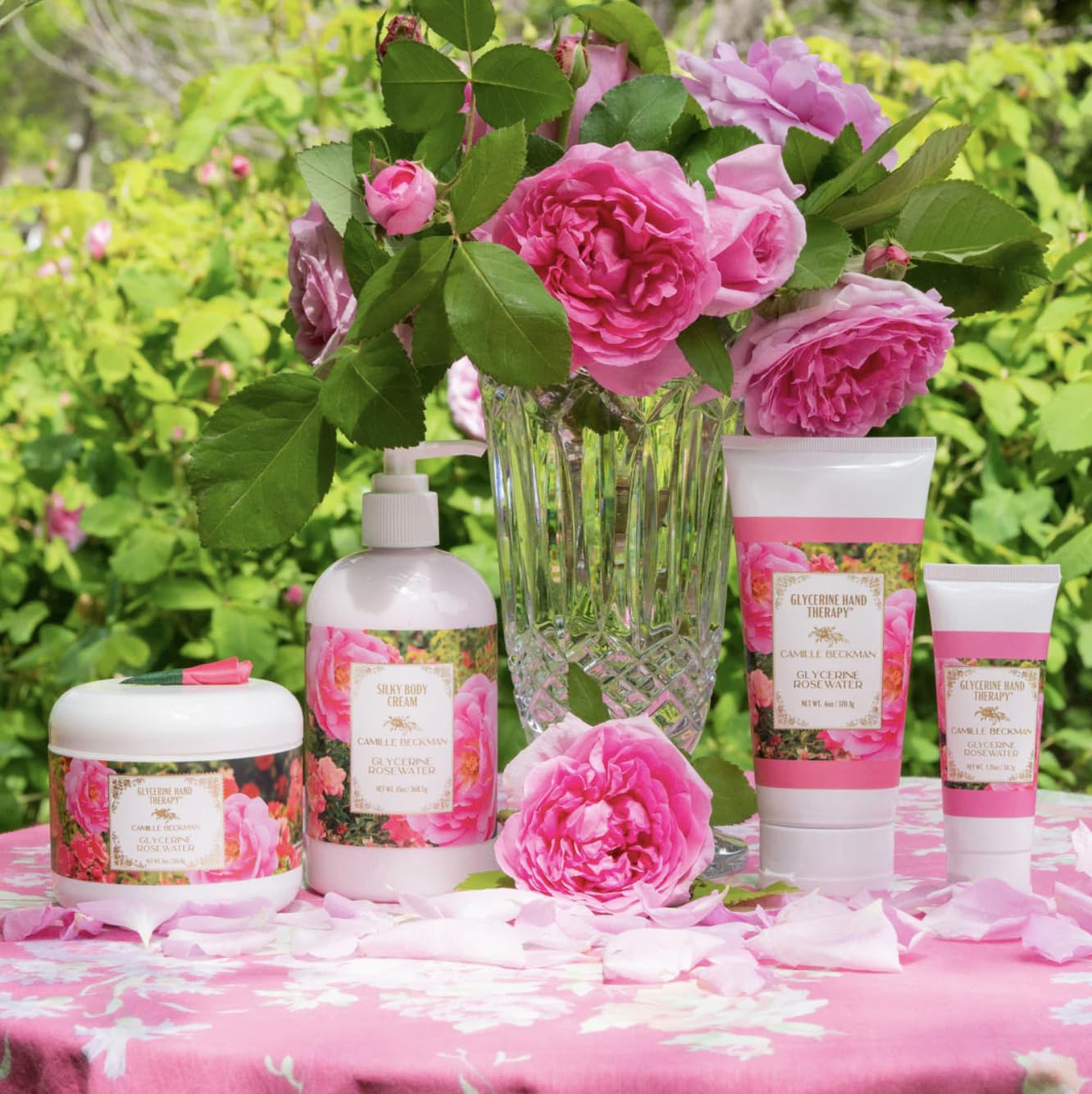 Ingredients highlight kosher glycerin and almond oil in Camille Beckman cream.