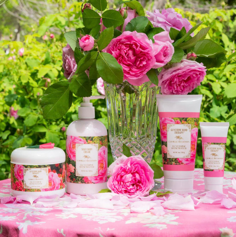 Ingredients highlight kosher glycerin and almond oil in Camille Beckman cream.