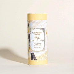 Camille Beckman talc-free powder close-up texture demonstrating absorbent corn and potato starch.
