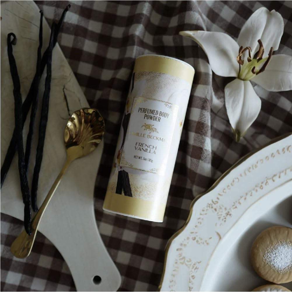 Camille Beckman vanilla-musk scent notes highlight warm, buttery finish ideal for daily fragrance.