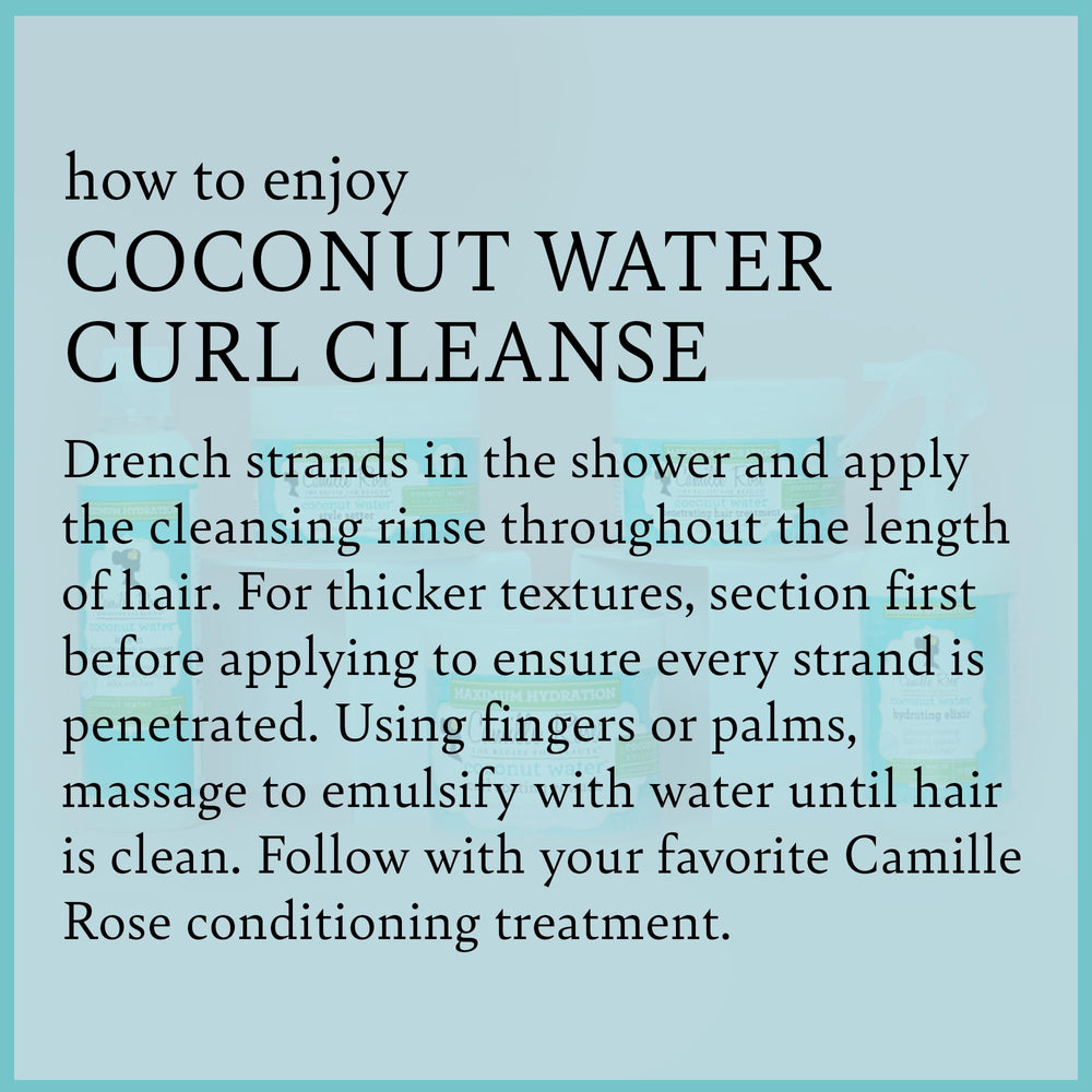 Camille Rose Coconut Water Curl Cleanse foamy lather on hair illustrating moisture and shine
