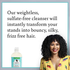 Camille Rose Coconut Water Curl Cleanse label detail showing sulfate-free formula benefits