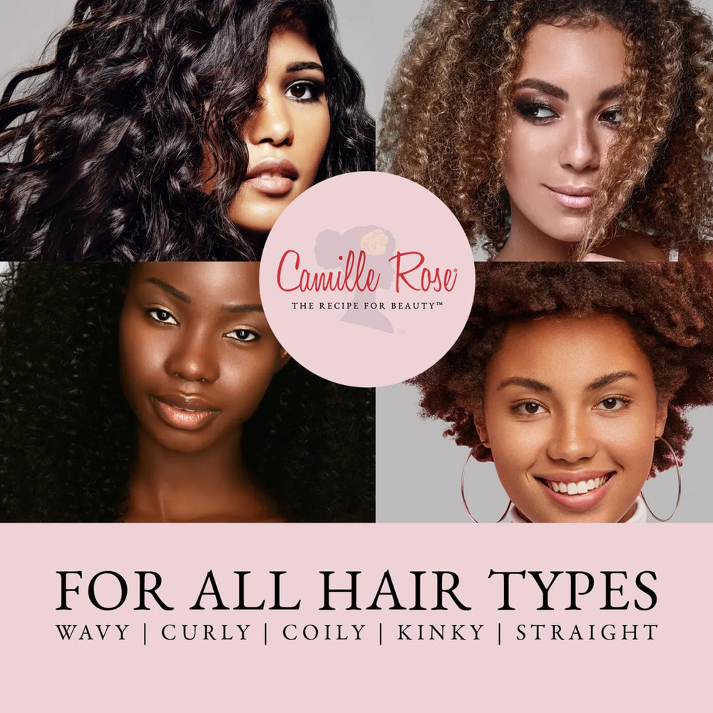 Camille Rose Coconut Water Leave-In pump dispense demonstrates easy application on wet hair.