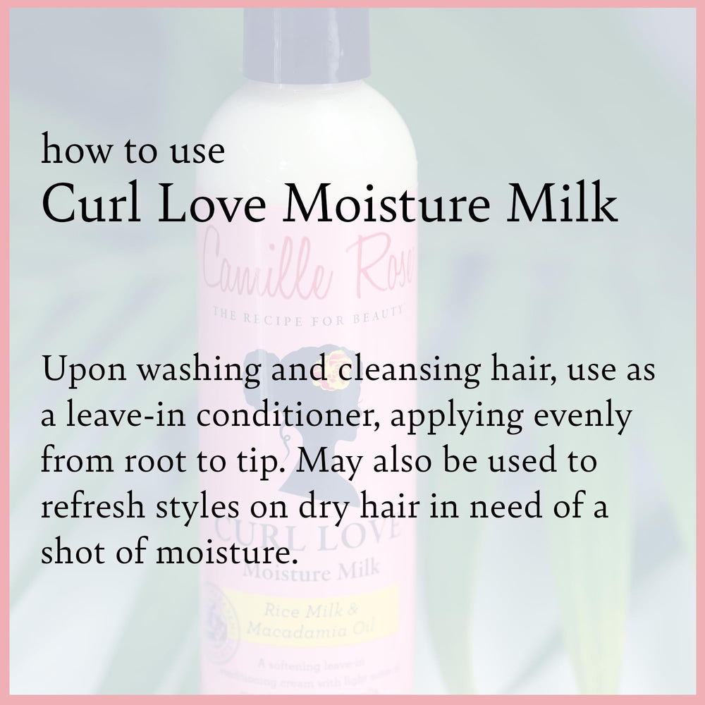 Camille Rose Curl Love Moisture Milk scented with vanilla for a refreshing hair routine