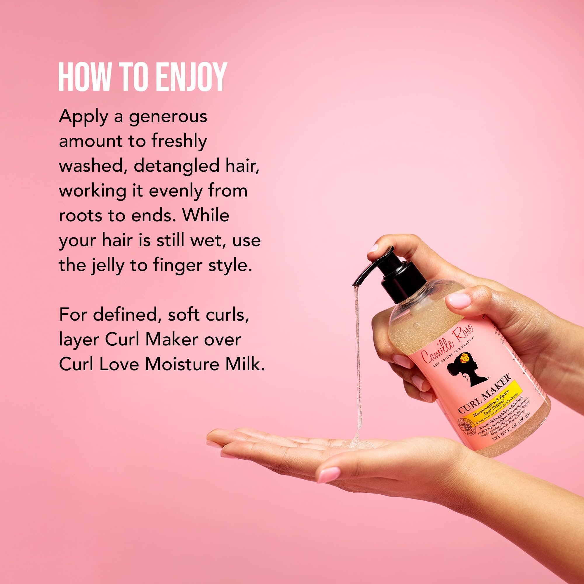 Camille Rose Curl Maker aloe-juice infusion highlights moisturizing base for curls