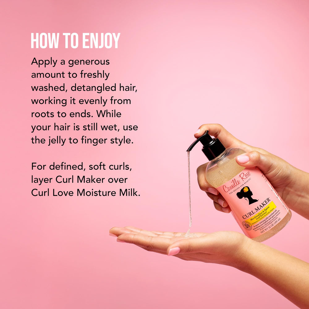 Camille Rose Curl Maker aloe-juice infusion highlights moisturizing base for curls