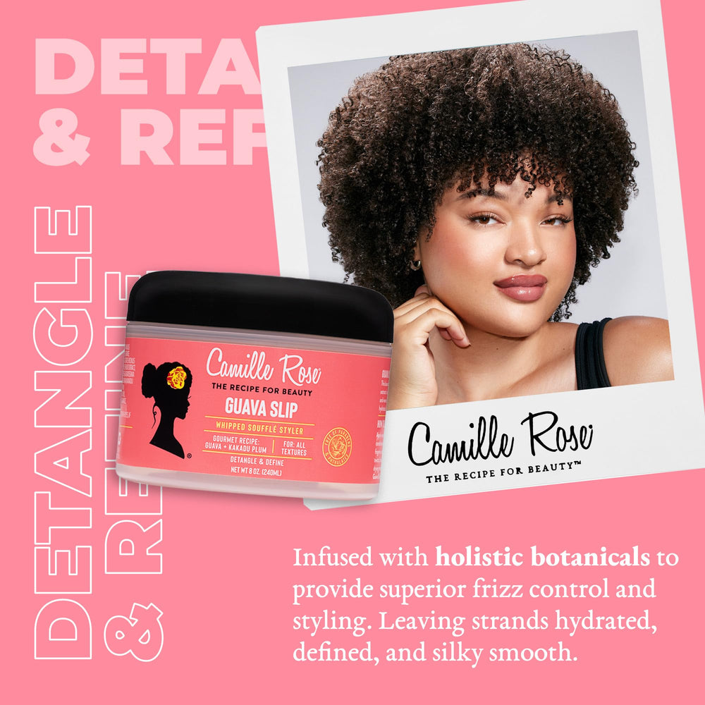Camille Rose Guava Whipped curl definition with hydrated shine.
