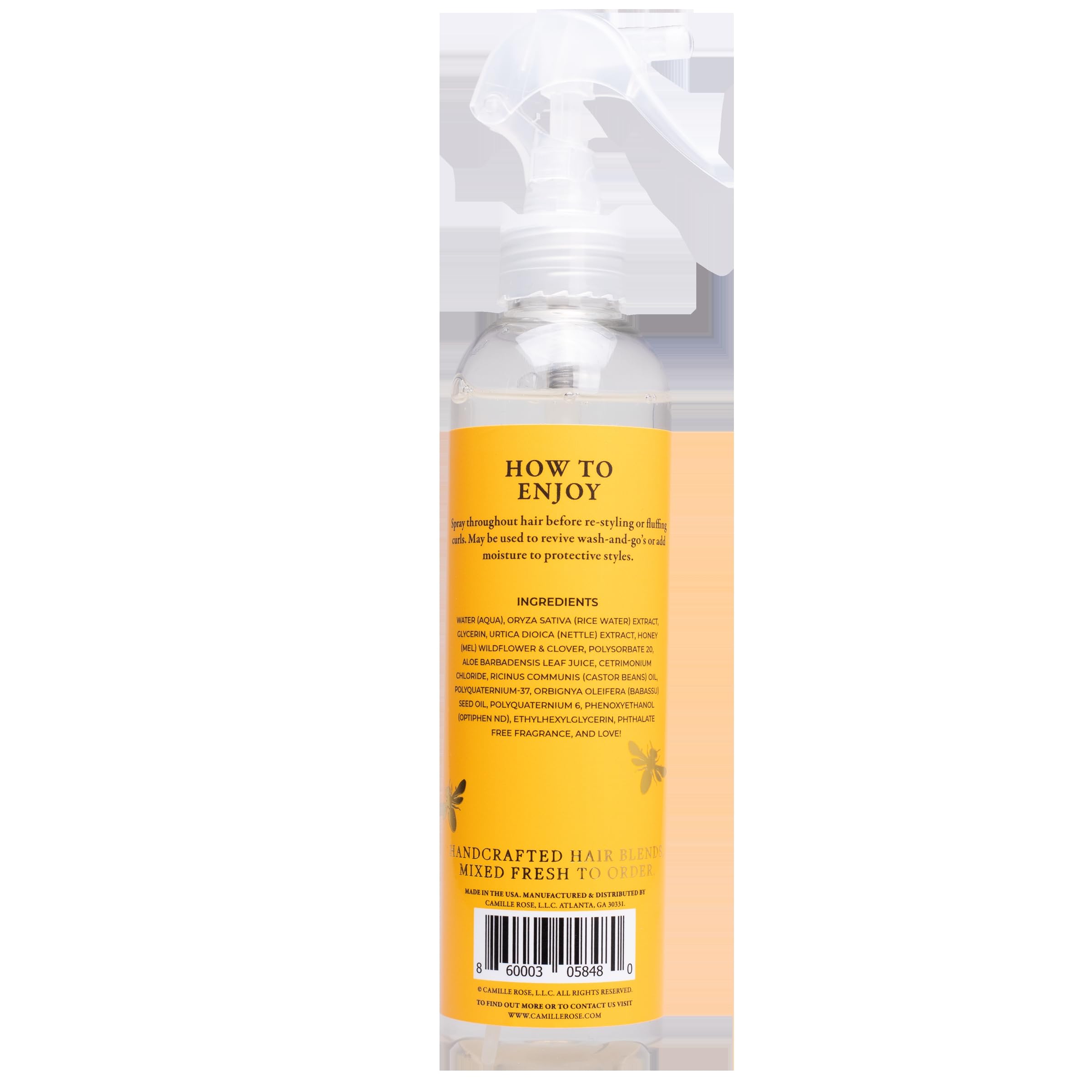 Camille Rose Honey Dew honey-nettle infusion for shine and hydration.