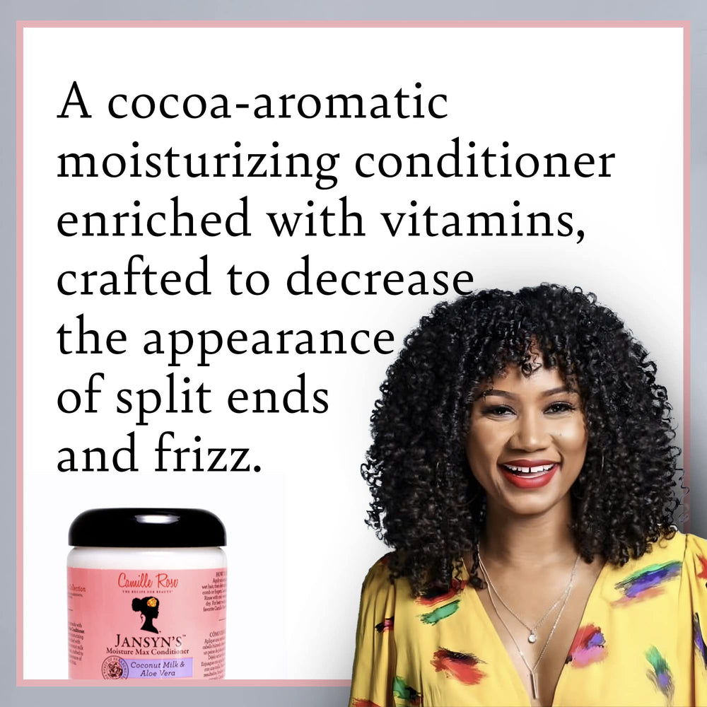 Camille Rose Jansyn's Moisture Max conditioner being poured for even distribution and moisture