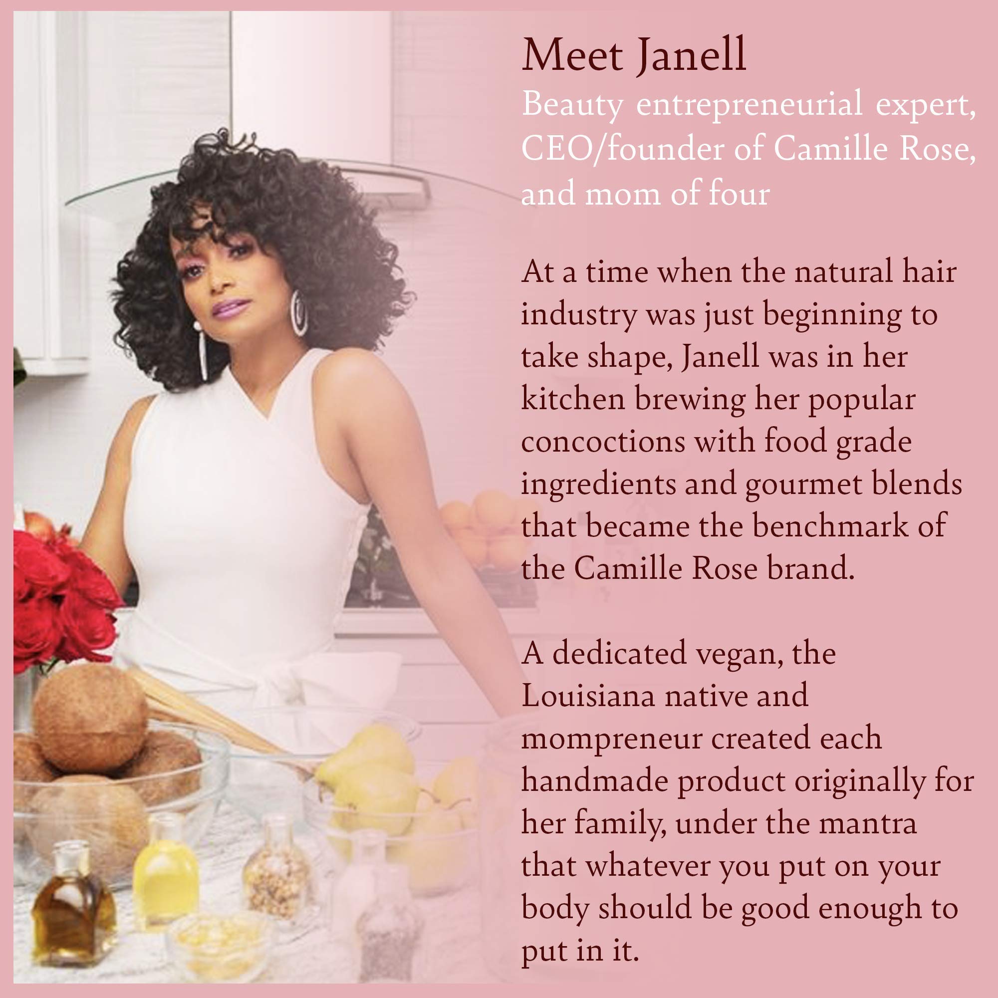 Camille Rose Jansyn's Moisture Max rinse leaves hair refreshed
