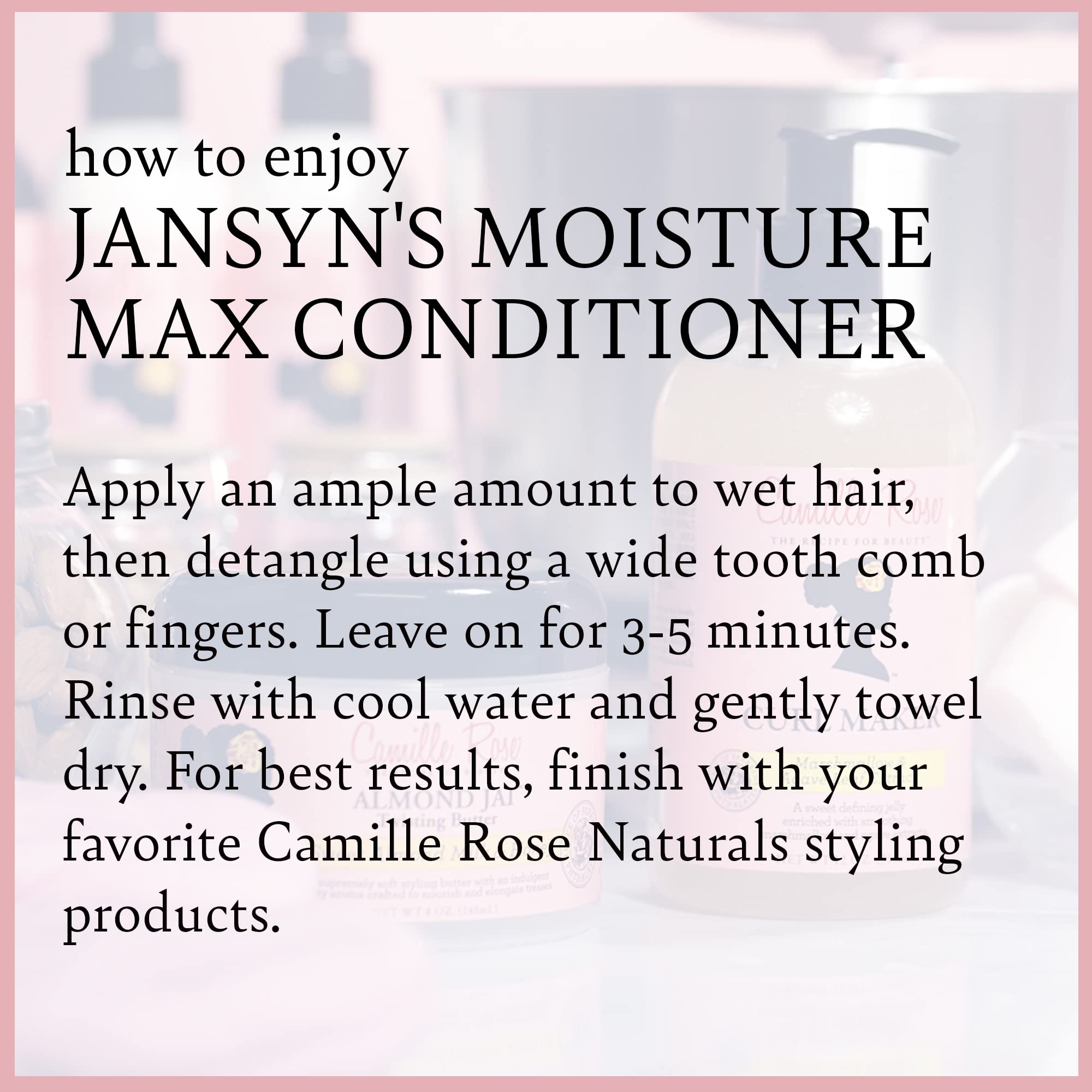 Camille Rose Jansyn's Moisture Max showcases shea and cocoa butter for conditioning