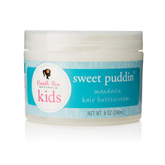 Camille Rose Kids Sweet Puddin’ buttercream jar moisturizes delicate hair.