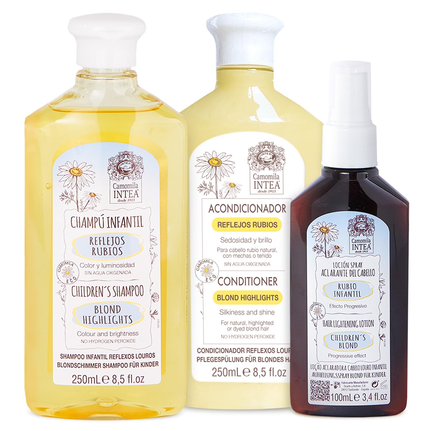 Camomila Intea Kids shampoo bottle pour highlighting chamomile-derived cleansing for blonde hair