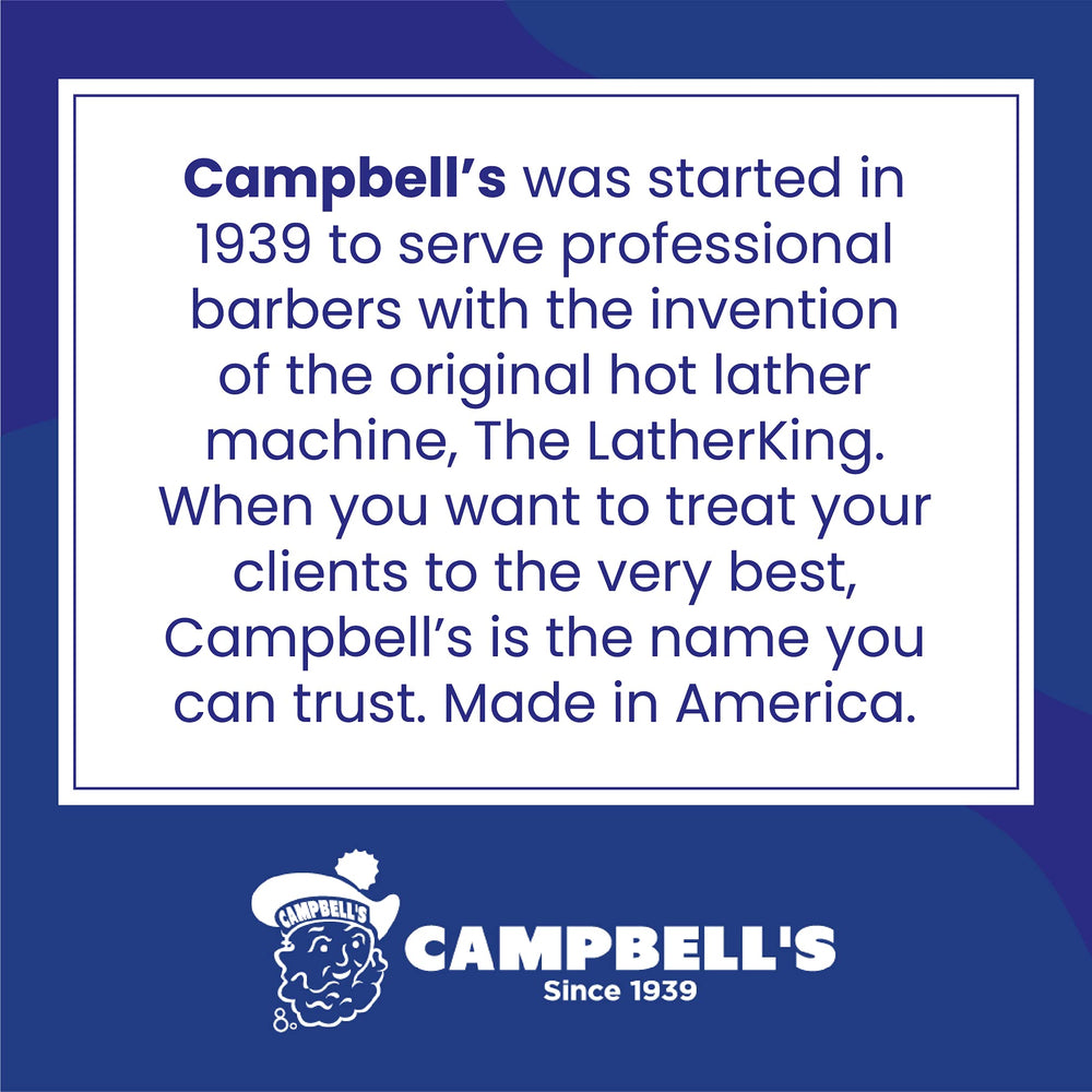 8-ounce Campbell’s bottle demonstrating up to 2 gallons of lather for shop use.