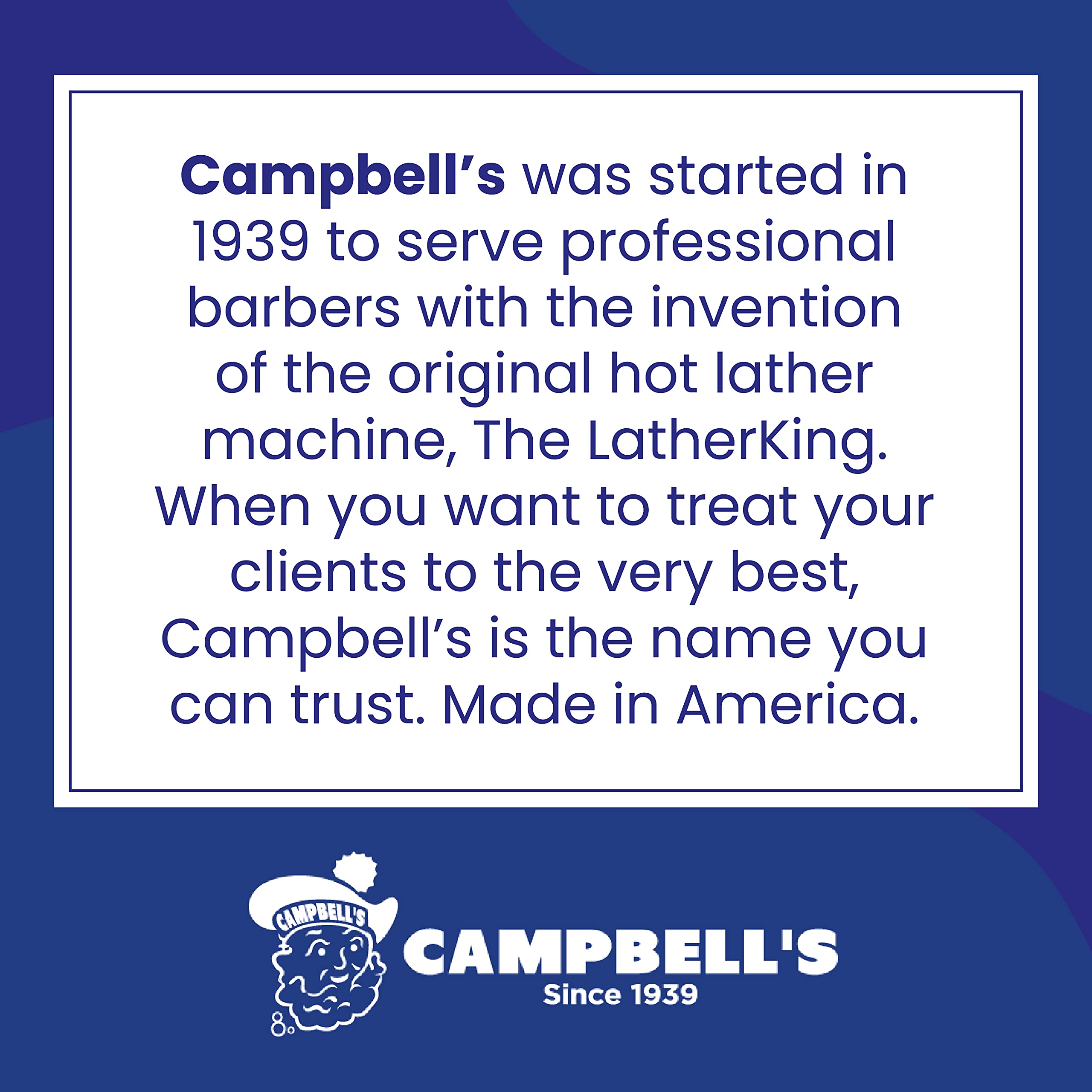 Campbell's brand history since 1939 at a trusted barber station.