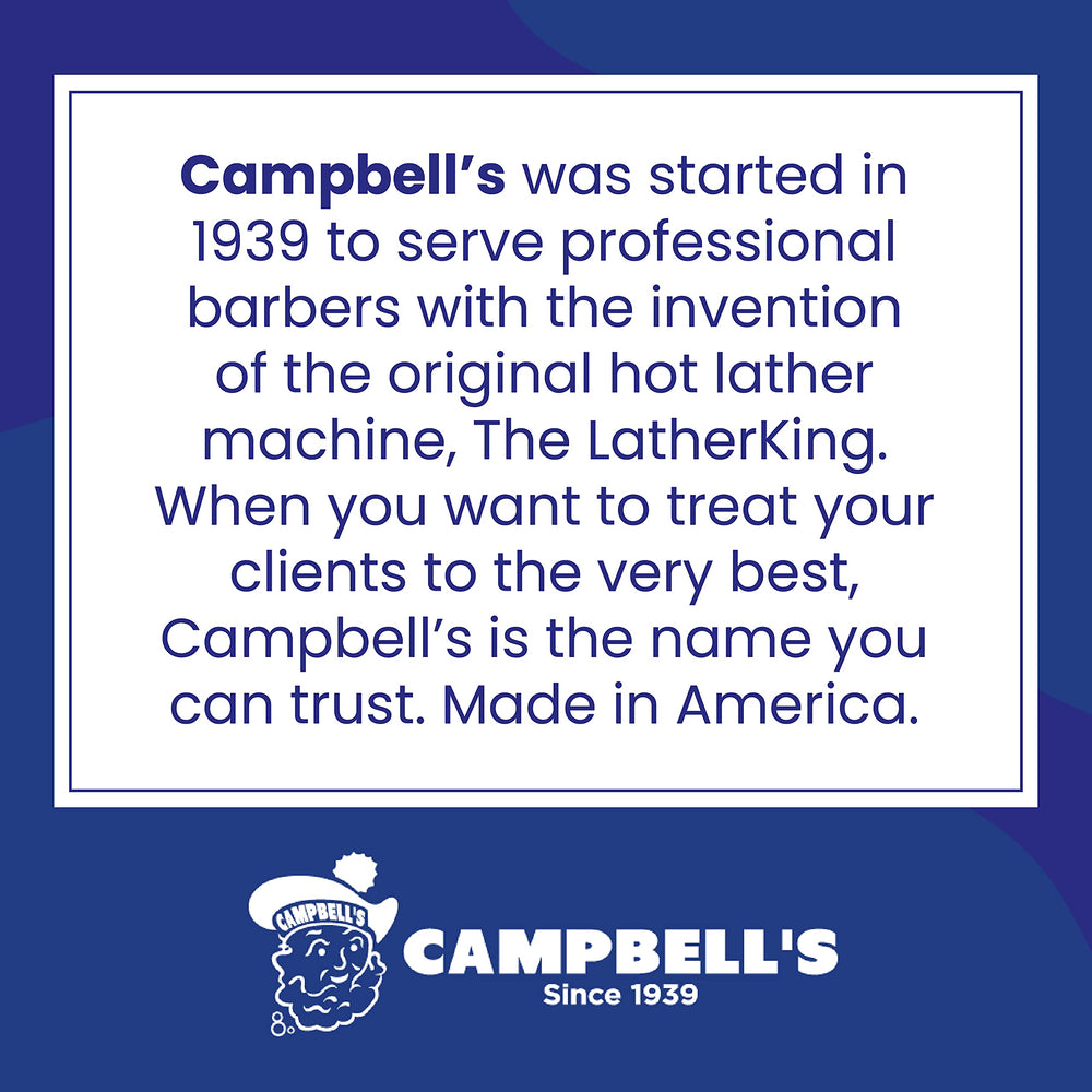 Campbell's brand history since 1939 at a trusted barber station.