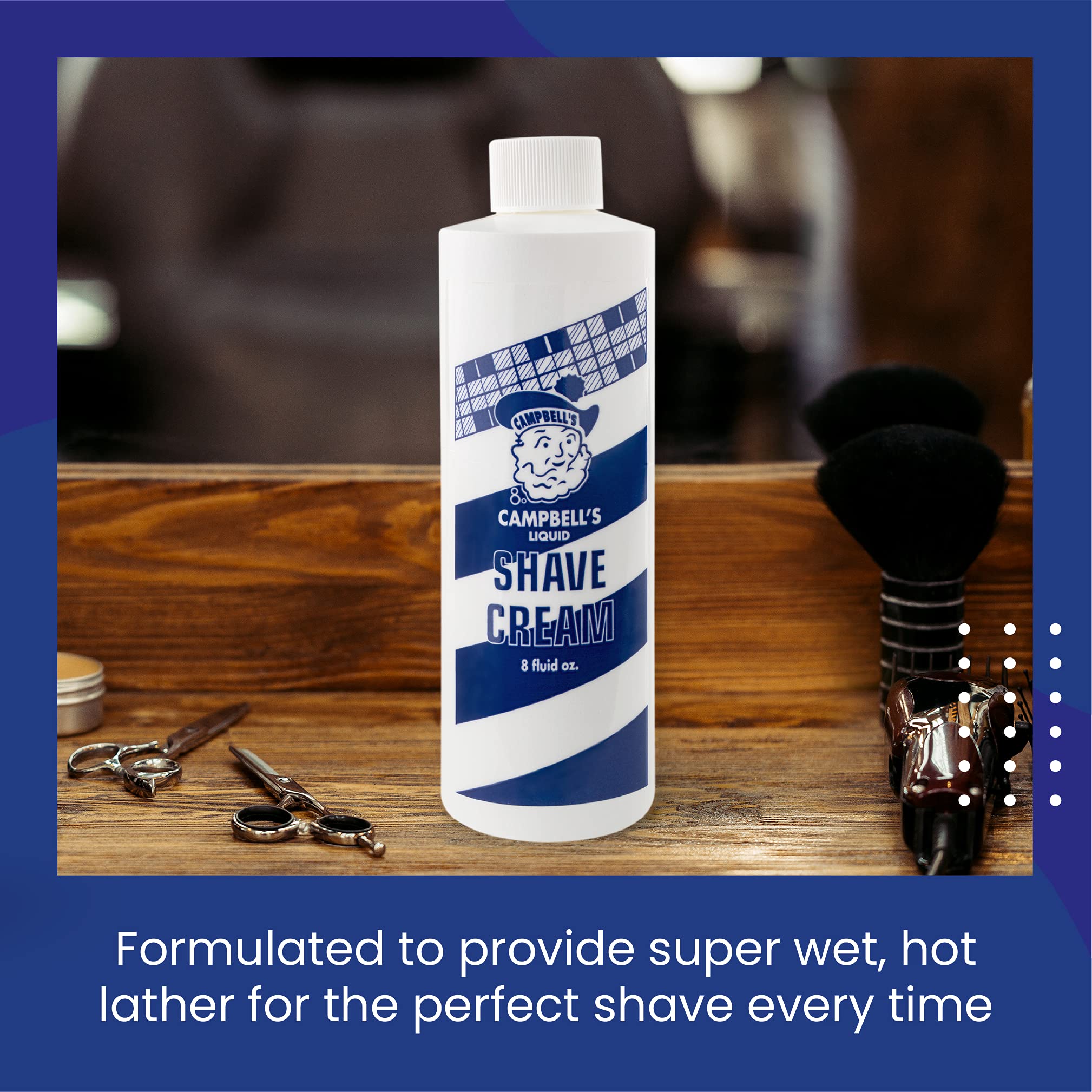 Campbell’s Liquid Shave Cream thick-lather in a bowl ready for precise shaving.