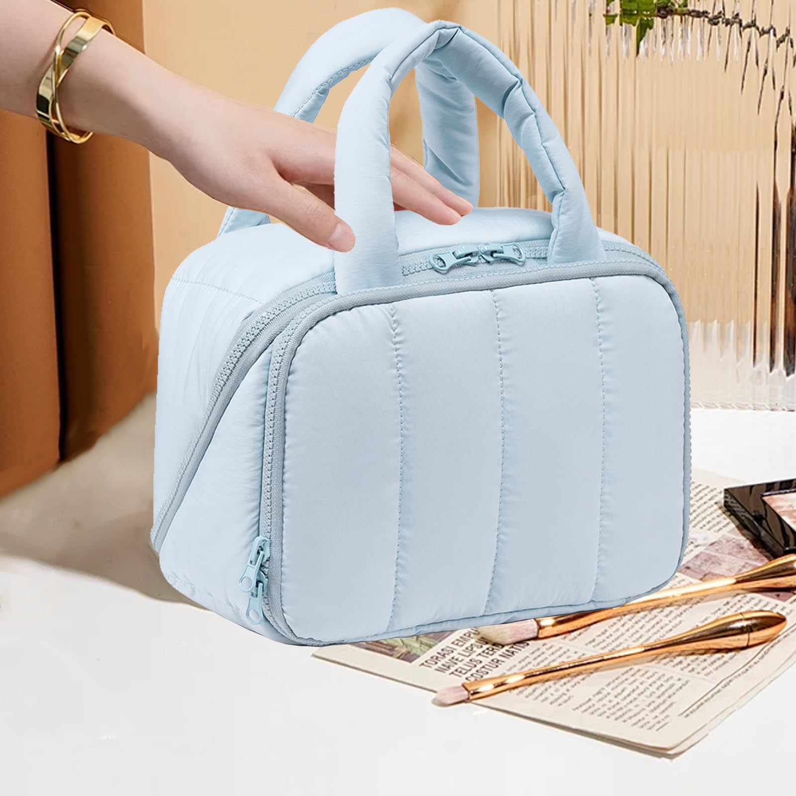 CAMTOP light-blue multi-functional bag for cosmetics and bathroom organization