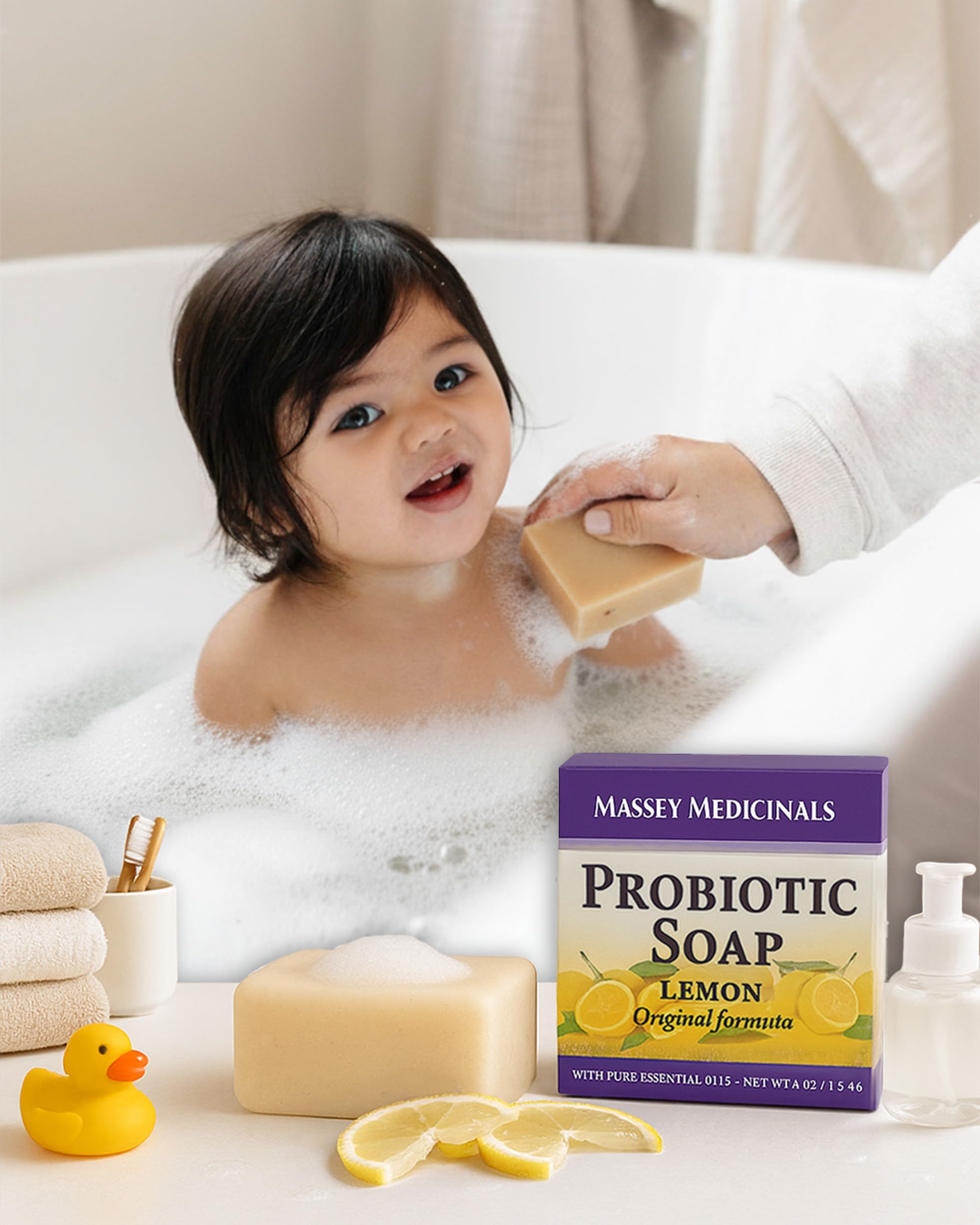 Candida Freedom Massey's CF Soap Bar lemon essence splash provides a refreshing citrus aroma for morning routines.