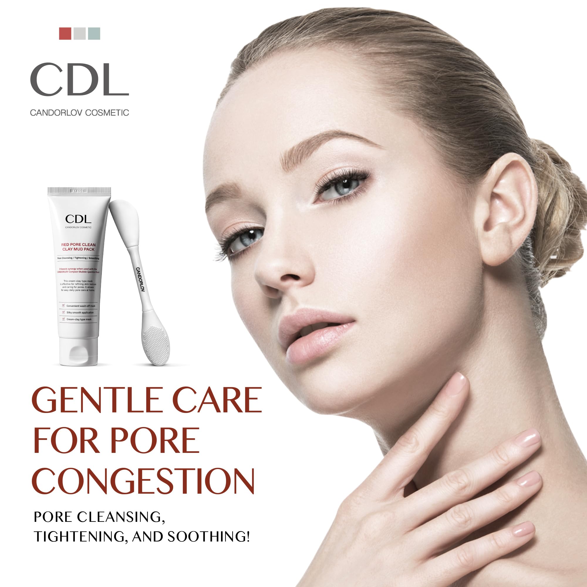 CANDORLOV Red Mud Mask gluconolactone hydration-barrier close-up demonstrates gentle exfoliation.
