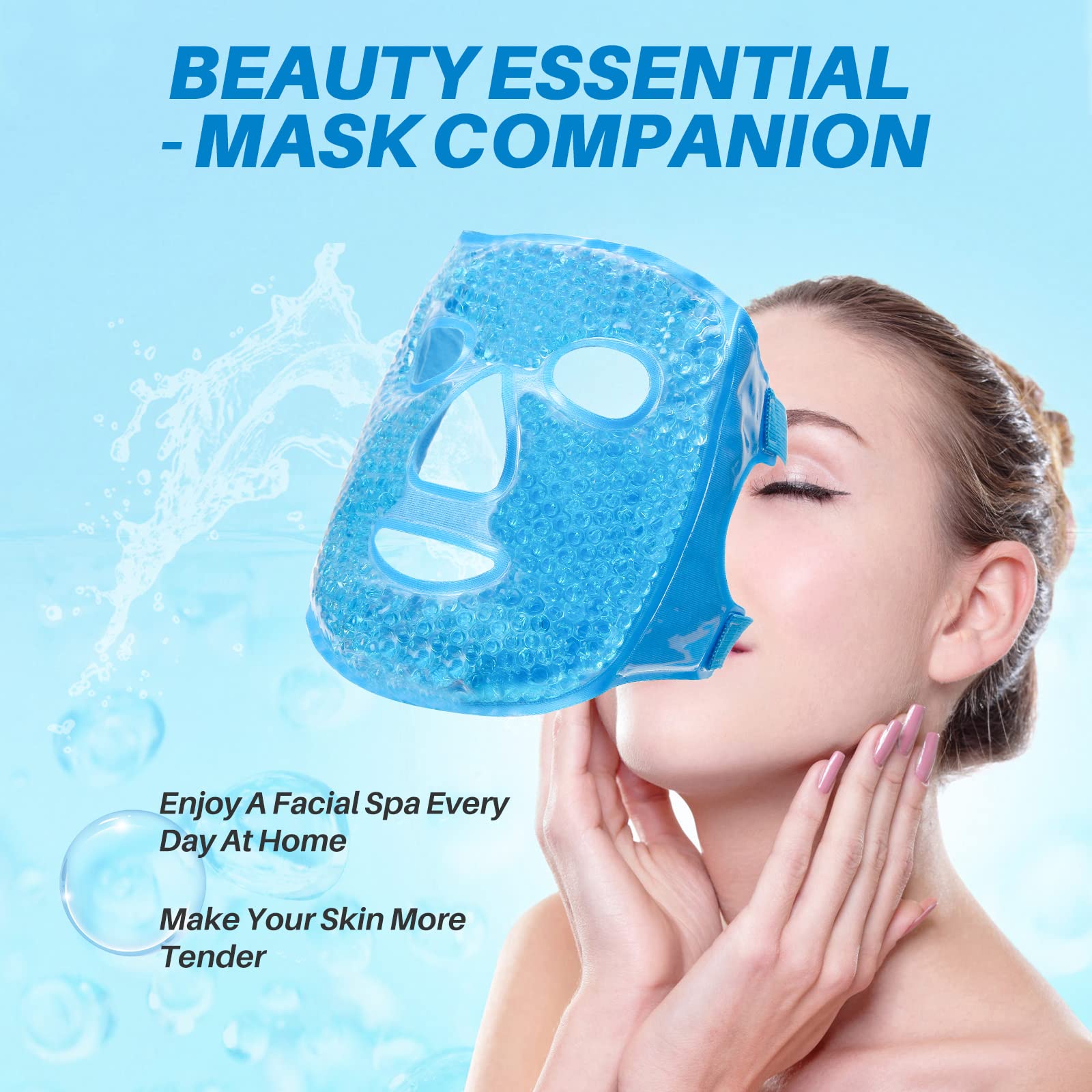 Candyfouse ice pack face mask worn on face during rest