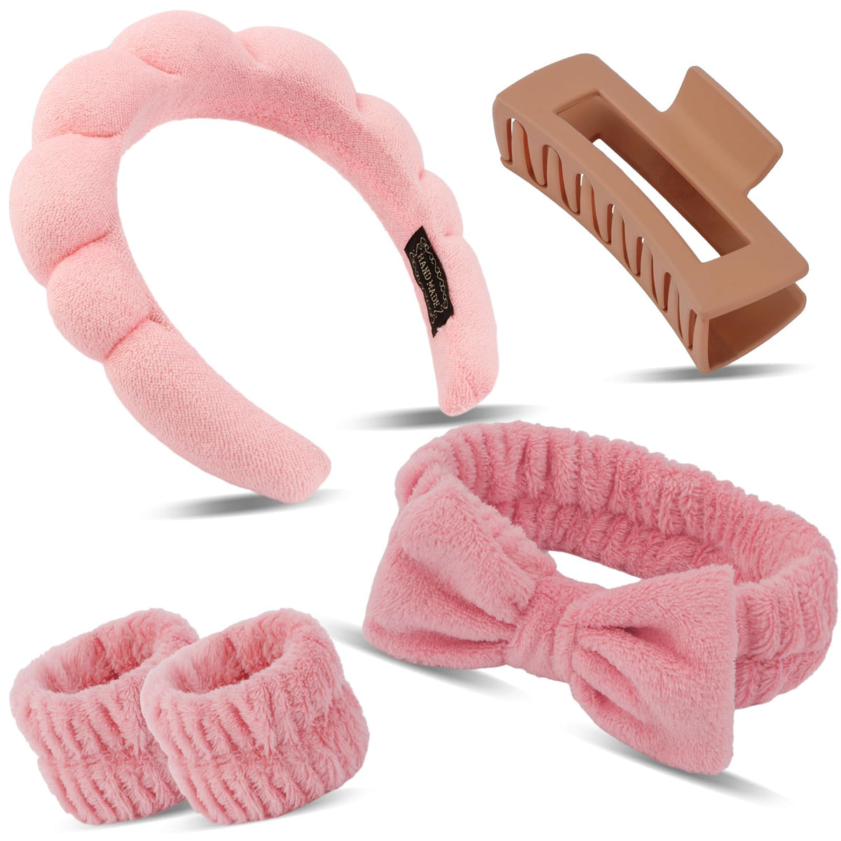 Canitor bow headband on coral fleece fabric for comfy skincare sessions