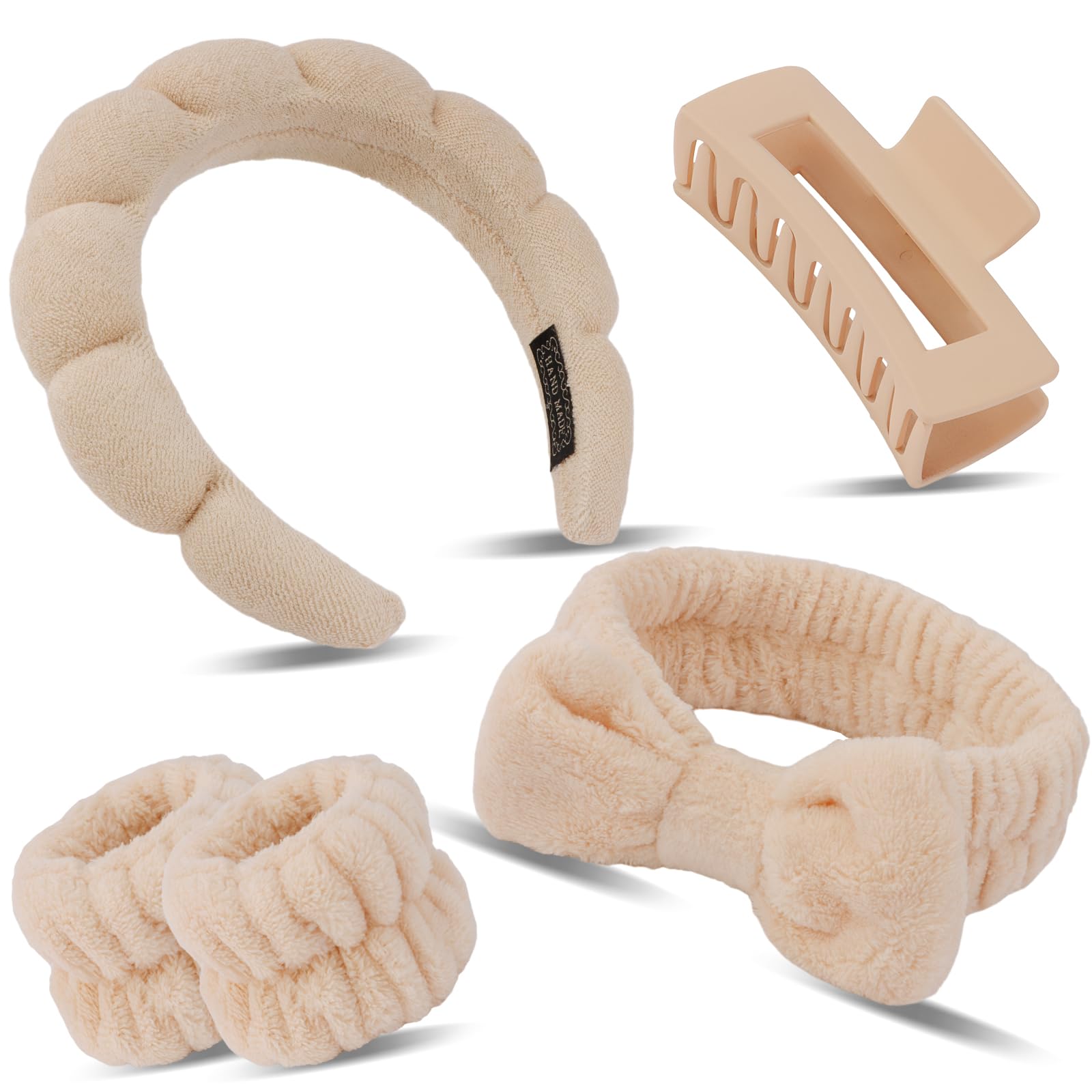 Canitor bow headband shows soft coral fleece for comfortable skincare sessions