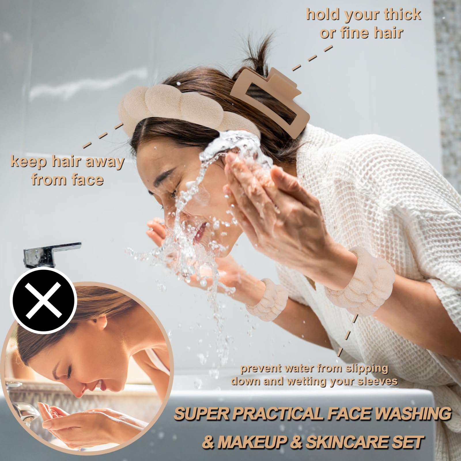 Canitor cloud headband features plush sponge and terry for gentle face washing