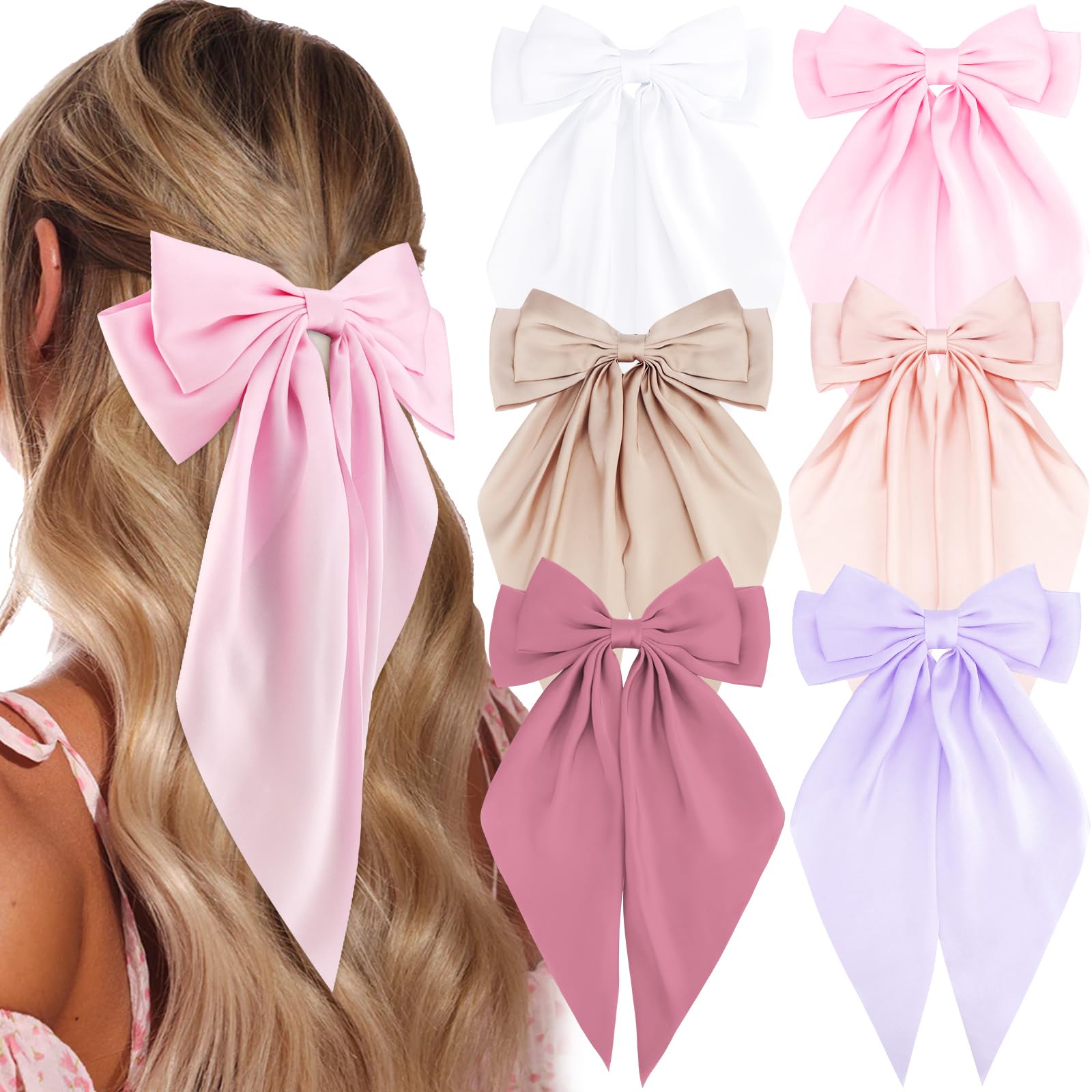 Canitor hair bows large ribbon clip with secure all-day hold