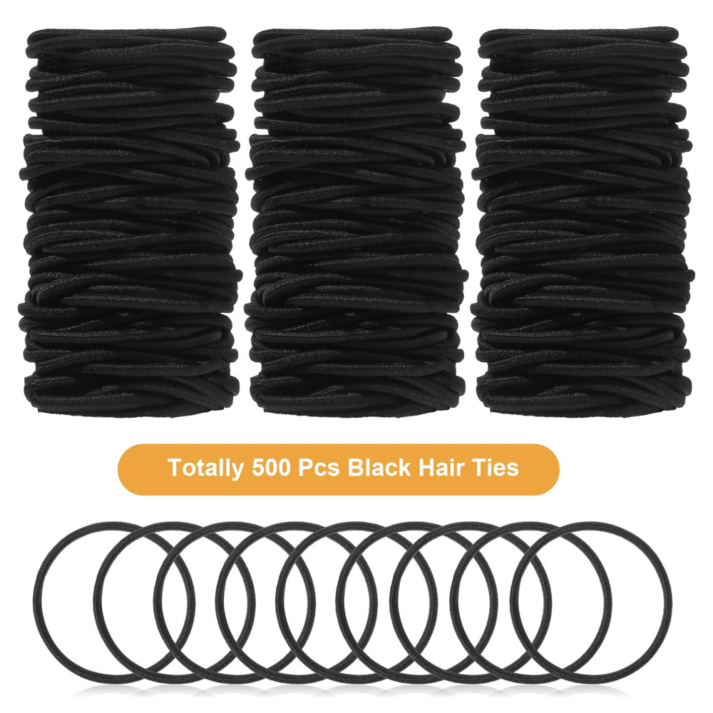 Canlierr black hair-ties closeup showing soft elastic texture.