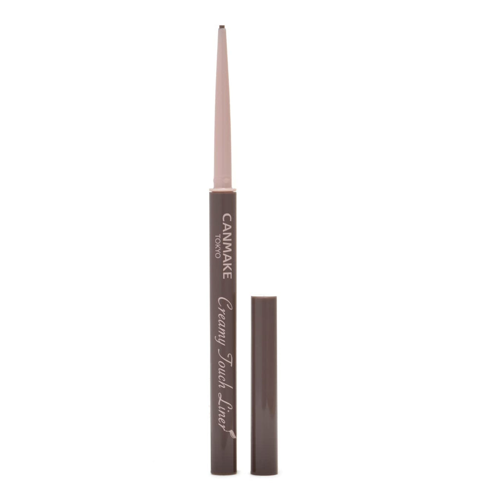 CANMAKE Creamy Touch Liner 1.5mm tip glides for fine lines in Cloudy Gray.