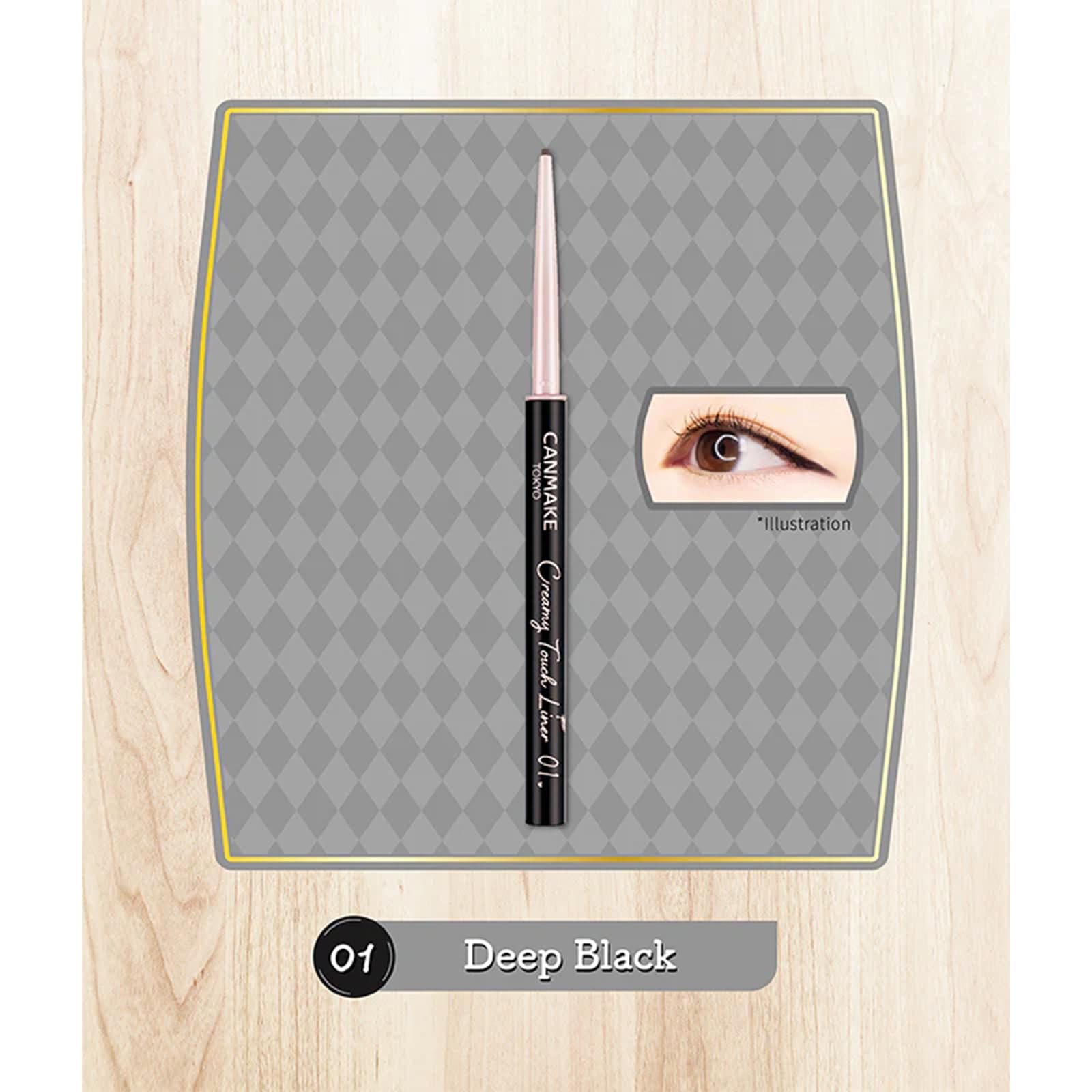 CANMAKE Creamy Touch Liner application on lid delivering a natural daily line.
