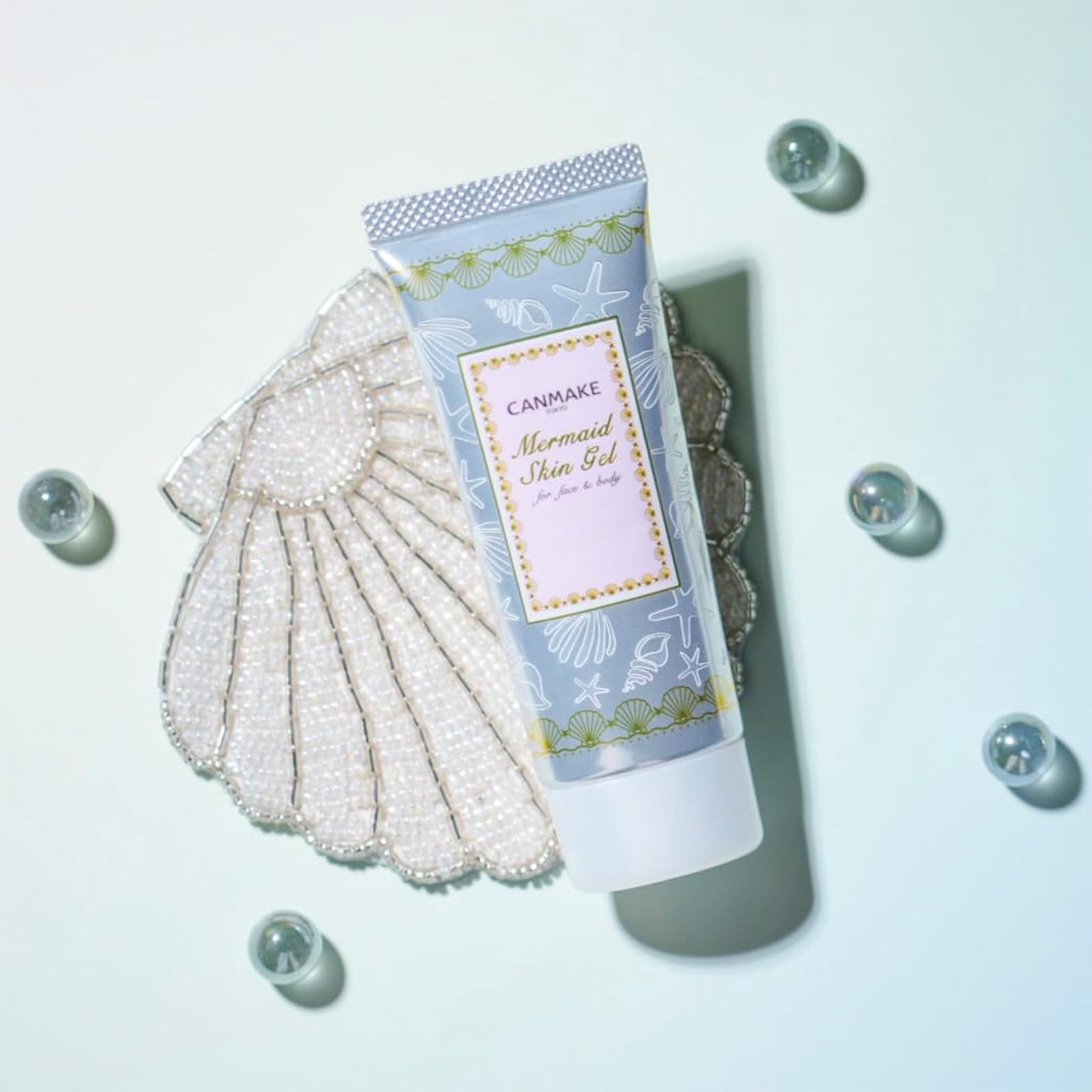 CANMAKE Mermaid Skin Gel on skin delivering a dewy, breathable finish