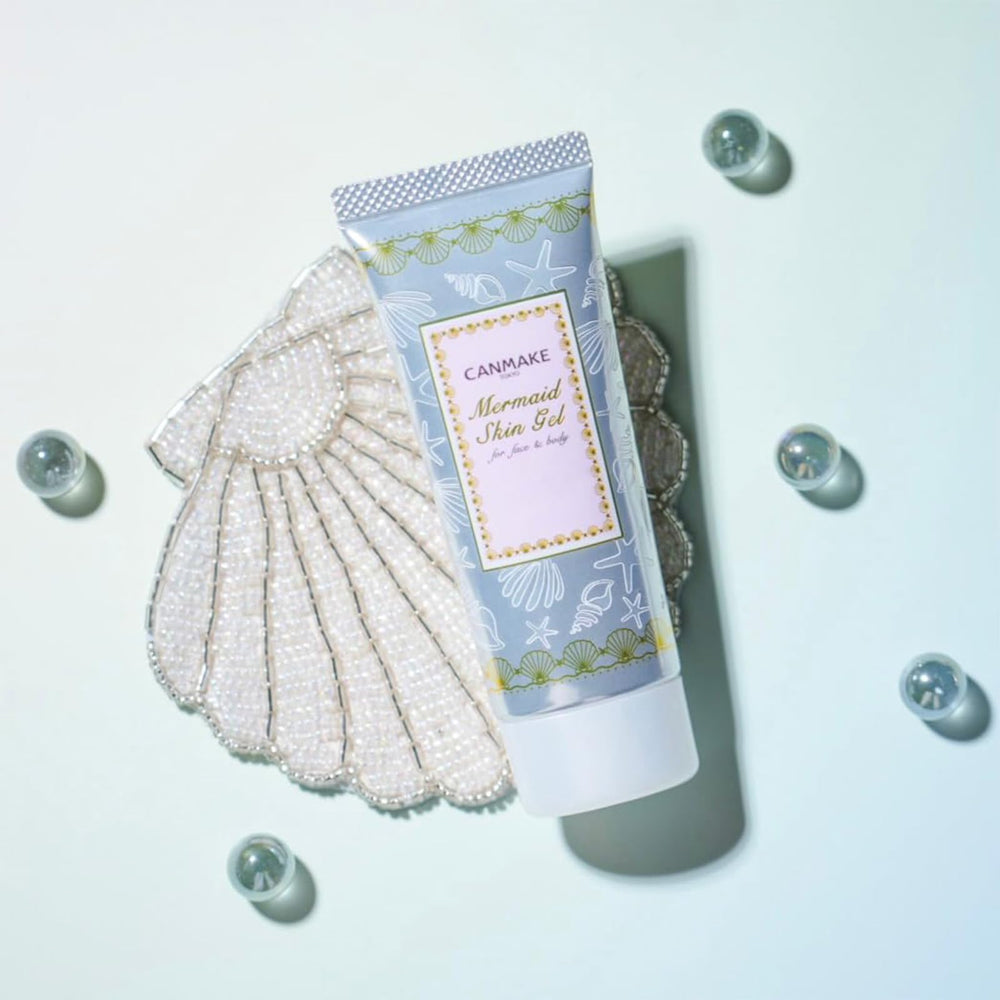 CANMAKE Mermaid Skin Gel on skin delivering a dewy, breathable finish
