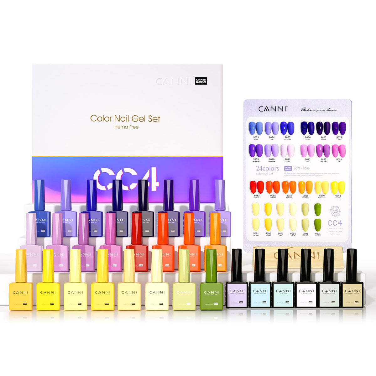 CANNI 30Pcs gel nail polish set shows color bottles for precise shade selection.