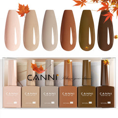 CANNI 6-piece nude brown gel set bottles for safe at-home manicure