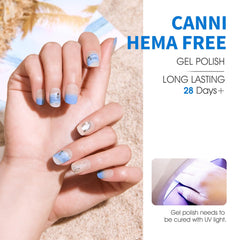 CANNI blue gel polish set 3D crystal label detail on bottle