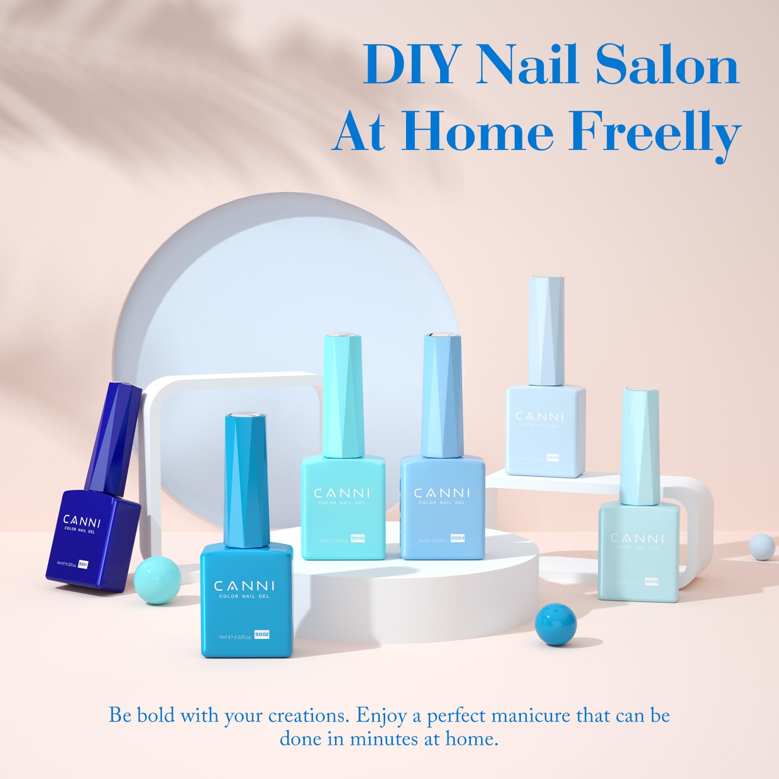 CANNI blue gel polish set color swatches for quick shade comparison