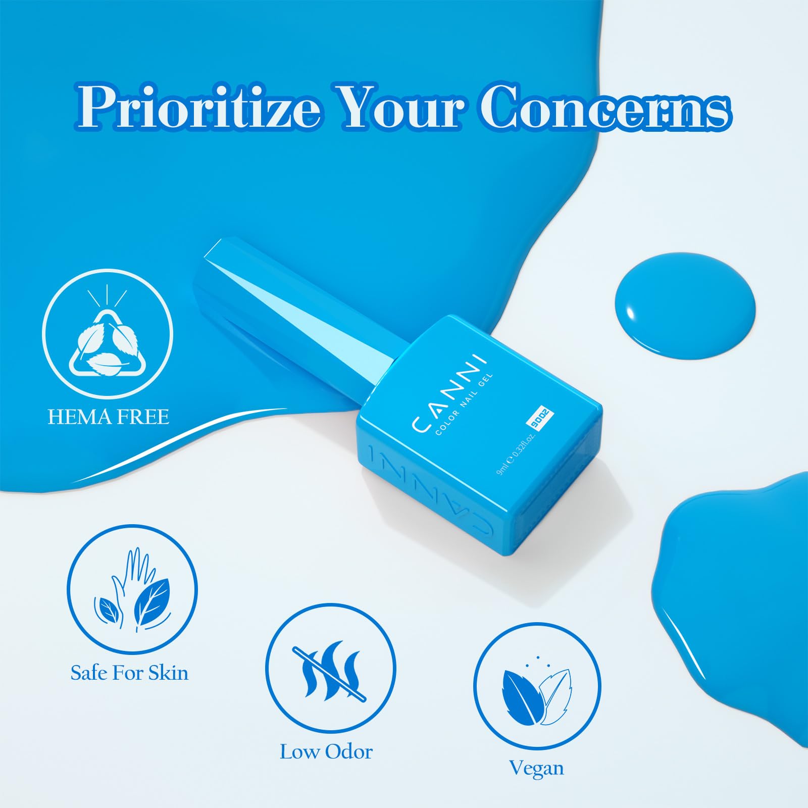 CANNI blue gel polish set nail application demo on a hand