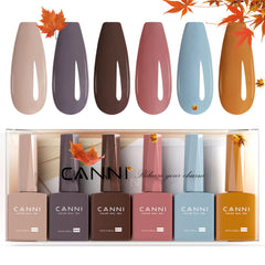 CANNI brown gel nail polish set bottle close-up shows accurate color view for shade planning.