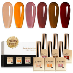 CANNI Brown Jelly Gel Nail Polish Set coffee bottle close-up showing color accuracy for fall nails.