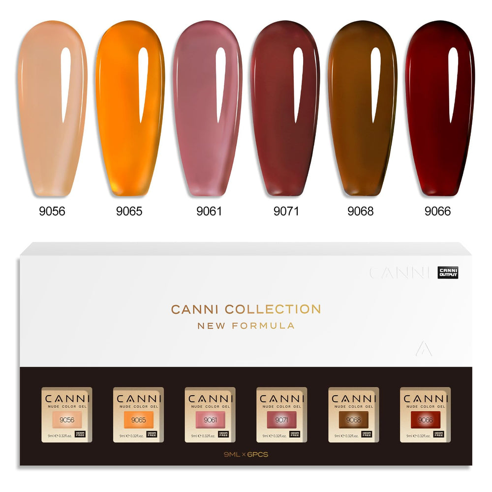 CANNI Brown Jelly Gel Nail Polish Set fall manicure ready image suggests versatile styling.