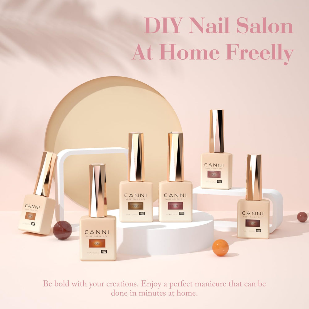 CANNI Brown Jelly Gel Nail Polish Set mocha bottle close-up highlighting rich shade for chic look.