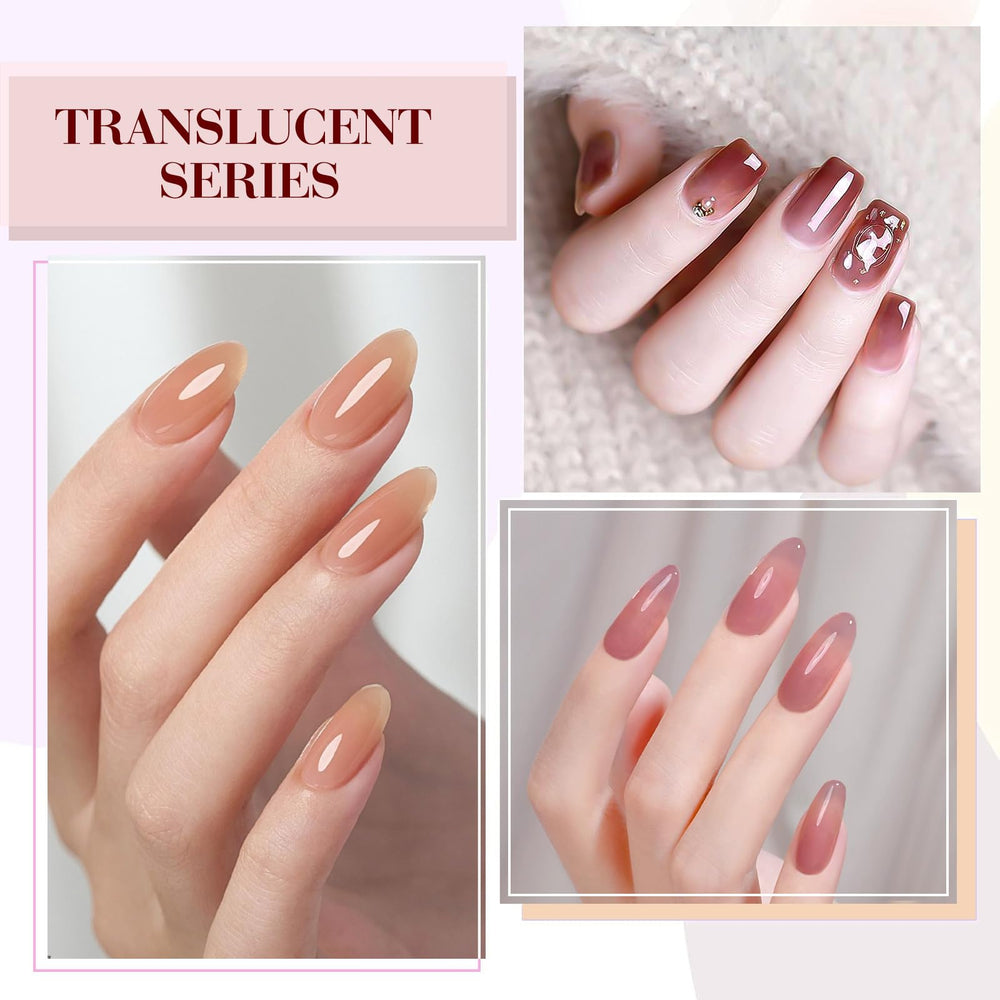 CANNI Brown Jelly Gel Nail Polish Set packaging close-up emphasizes gift-ready presentation.