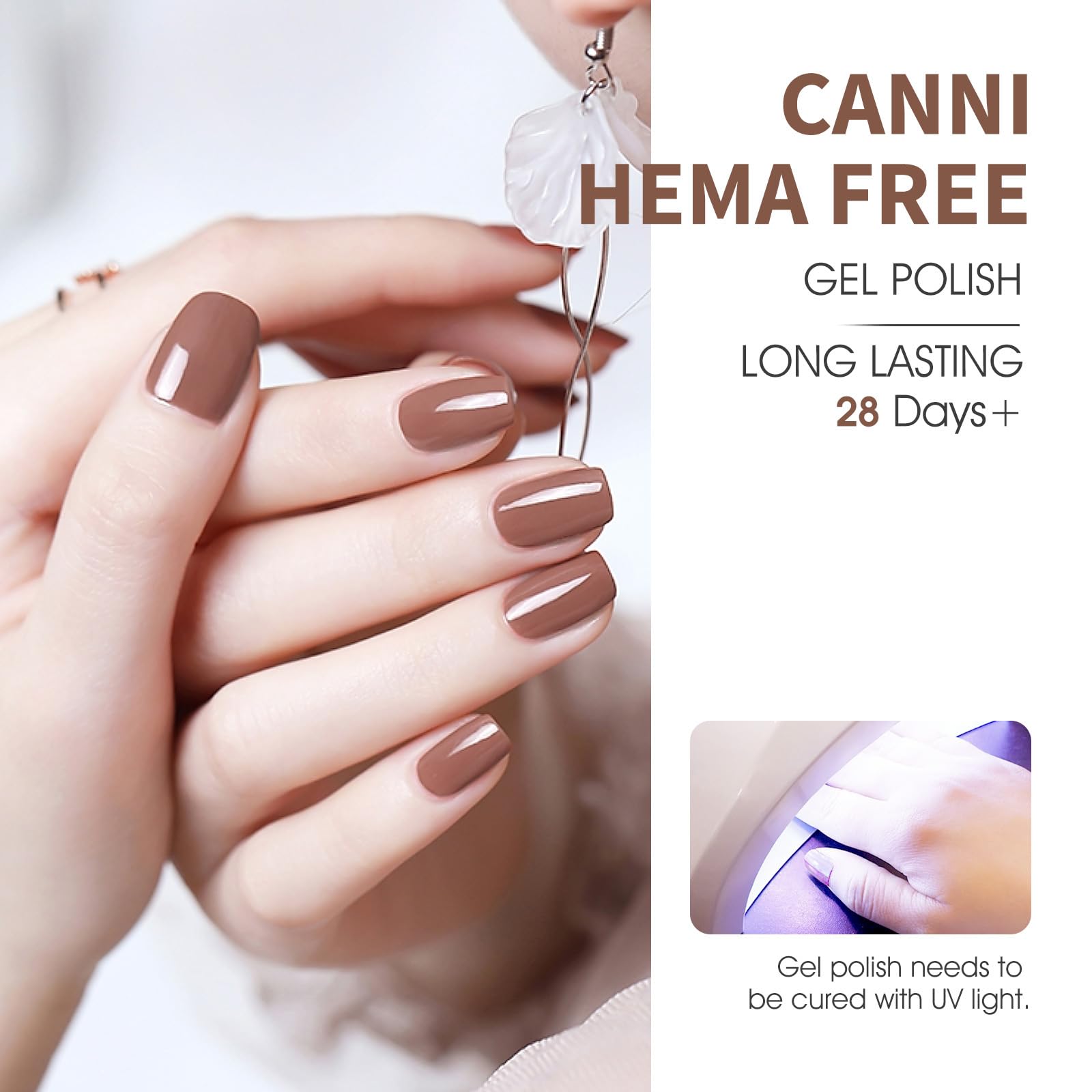 CANNI khaki gel bottle for a subtle earthy nude shade.